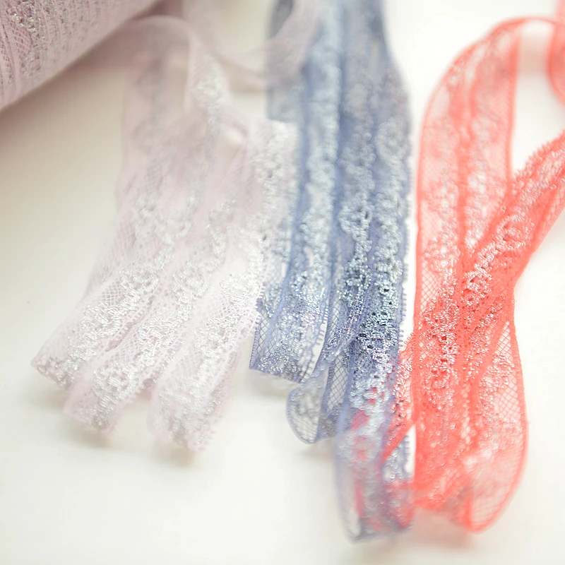 

#688 Silver inlaid Thin Lace Edge Trim Lace Ribbon Trimming Wedding Gift Decoration Sewing DIY Craft