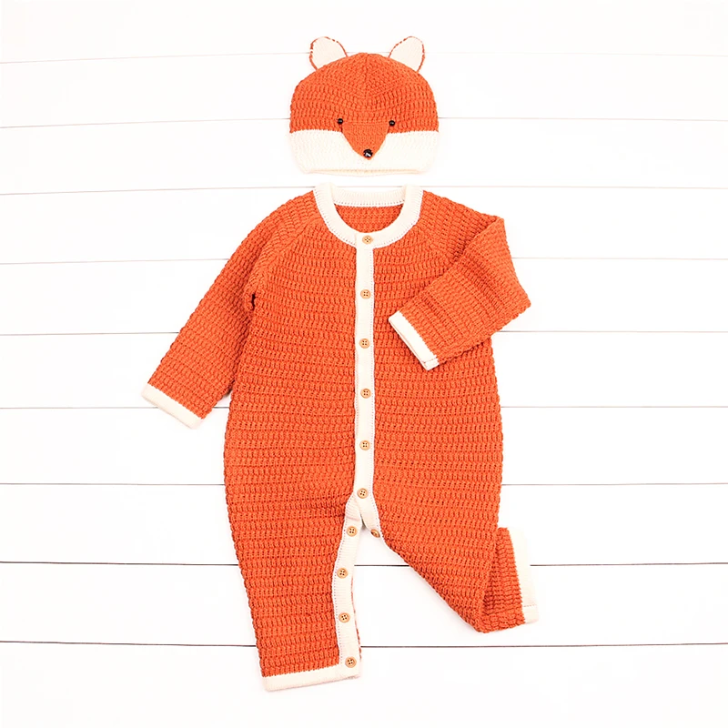 CieiK Baby Clothes Boy Girl Spring Romper+Hat 2 pcslot 2018 Knitted Jumpsuit Newborn Costume Warm Overall Infant Winter Outwear (10)
