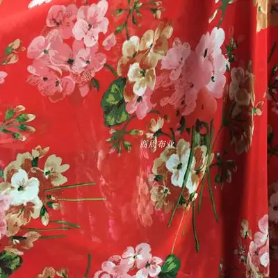 Букеты из 4 цветов набивная ткань шифон в цветочек ткань богемное платье рубашки ткань Высококачественный шифон платье материал - Цвет: Красный