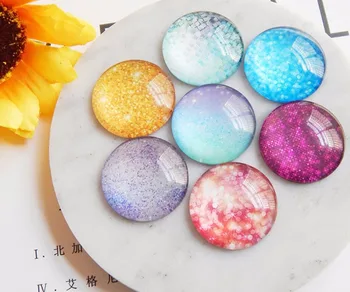 

200pcs 10mm Round Flatback Self-adhesive Fantasy Stars Sky Glass Cabochon Beads Jewelry Making Craft