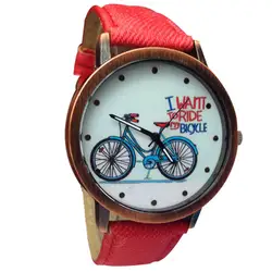 Лидер продаж! Мода 2016 года часы унисекс Relogio Feminino Montre Femme повседневное модные джинсы ремень часы с велосипедом новый бренд Лидер продаж