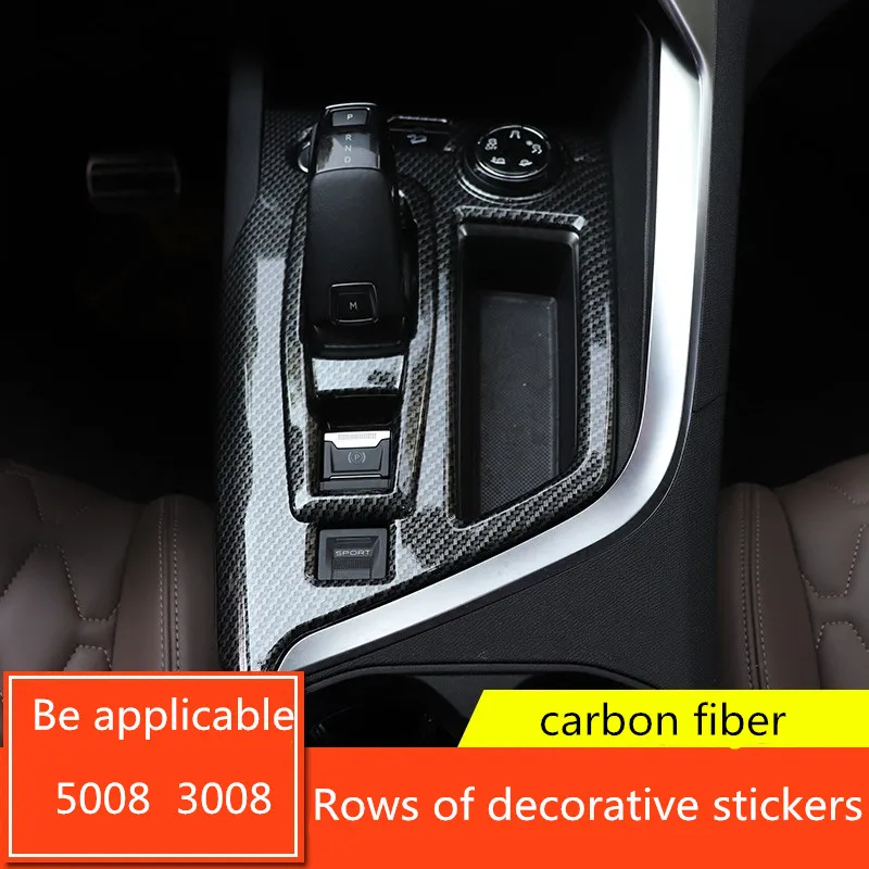 

Carbon Fiber Refit Car Gear Lever decorative stickers Gearshift Panel For Peugeot 5008 3008 2017 2019 2019 Interior Decoration