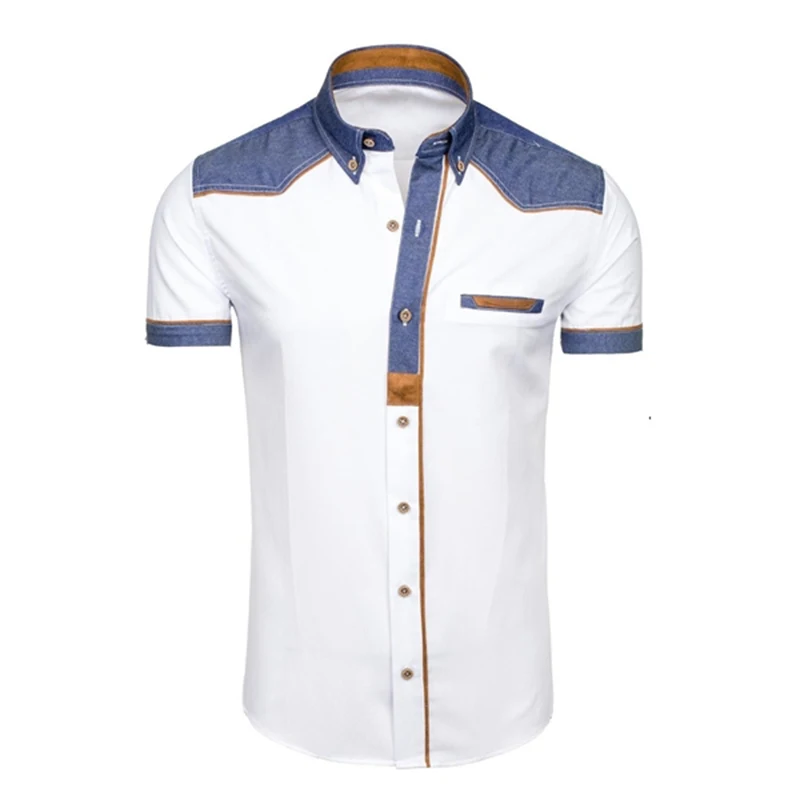 Zogaa 2019New модные мужское хлопковое белье рубашка короткий рукав тонкий Топ Узкие повседневные рубашки Высокое качество Цвет: белый, черный, голубой Для мужчин s рубашки - Цвет: white
