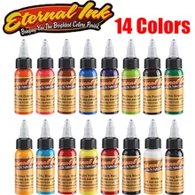 14 шт./лот тату набор чернил постоянный пигмент татуаж 30 мл чернил для татуировки Татуировка-картина и тела художественные чернила