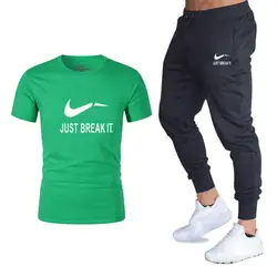 Лидер продаж мужские комплекты хлопковая футболка + брюки мужские комплекты из двух предметов Повседневный Спортивный костюм Мужская