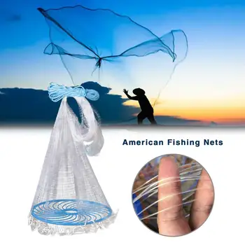 

American Fishing Nets Cast Net With Heavy Duty Sinker Weights, Fishing Throw Net For Bait Trap Fish Two Optional Met Sizes