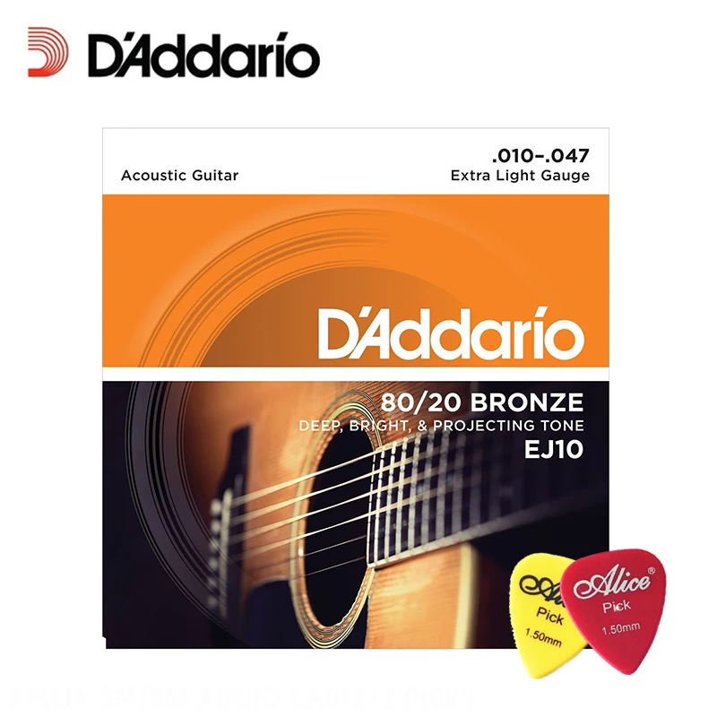 D'Addario EJ10 80/20 Bronze Acoustic Guitar Strings, Extra Light Gauge
