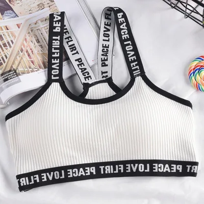 Letter Sport Bra Tops Cotton Underwear Breathable Sportswear for Women Gym Wear Fitness Running Yoga Push Up Sports Bra Top