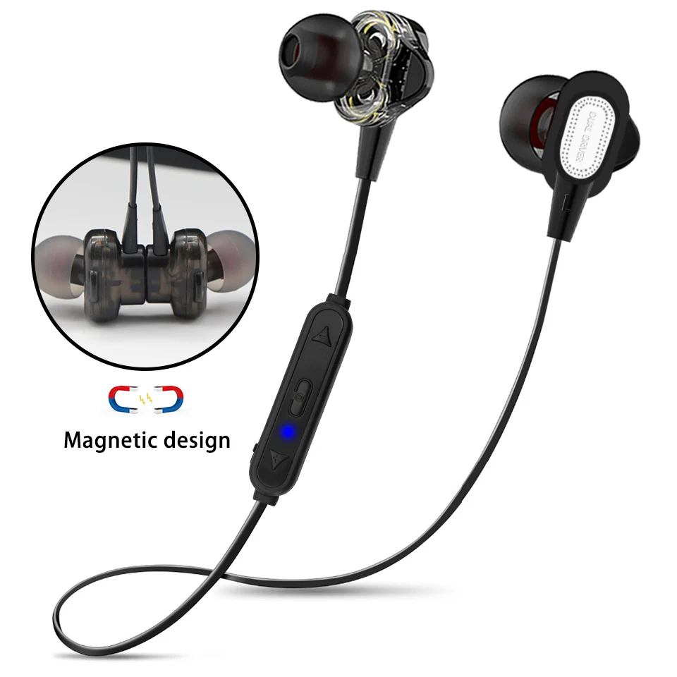 

QL Dual Dynamic Bluetooth 4.1 Earphone 4 Speaker In-ear Running Sport Headset Earbud HIFI Stereo For Smartphone Ipod Laptop