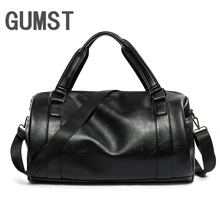 GUMST Новая мужская дорожная сумка из искусственной кожи, мужские дорожные сумки, черная сумка через плечо, сумка-мессенджер в форме ведра