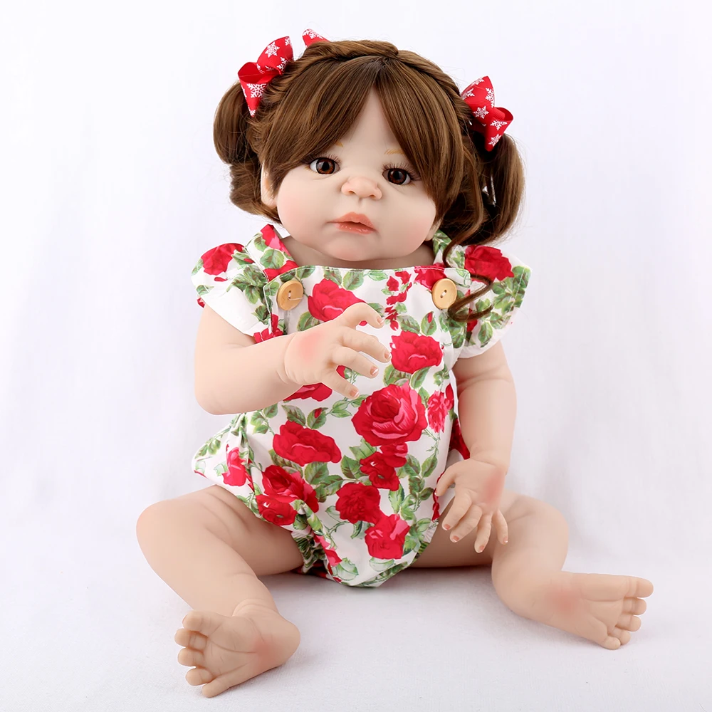 KAYDORA 22 дюймов полный силикон Reborn Baby 55 см кукла реалистичный младенец вьющиеся волосы дети игрушка Реалистичная девочка Boneca menina подарок на день рождения