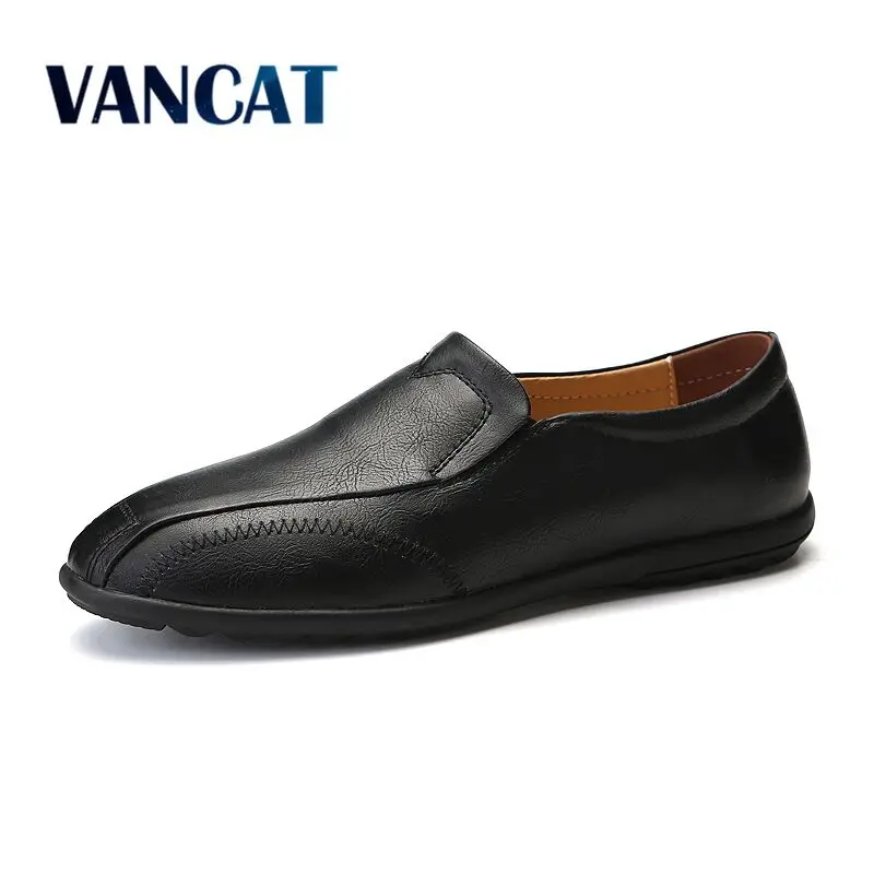 

VANCAT Big size Men Shoes 2018 Summer Soft Breathable Men's Shoes Mens Casual Shoes Genuine Leather Fashion Men Loafers Shoes