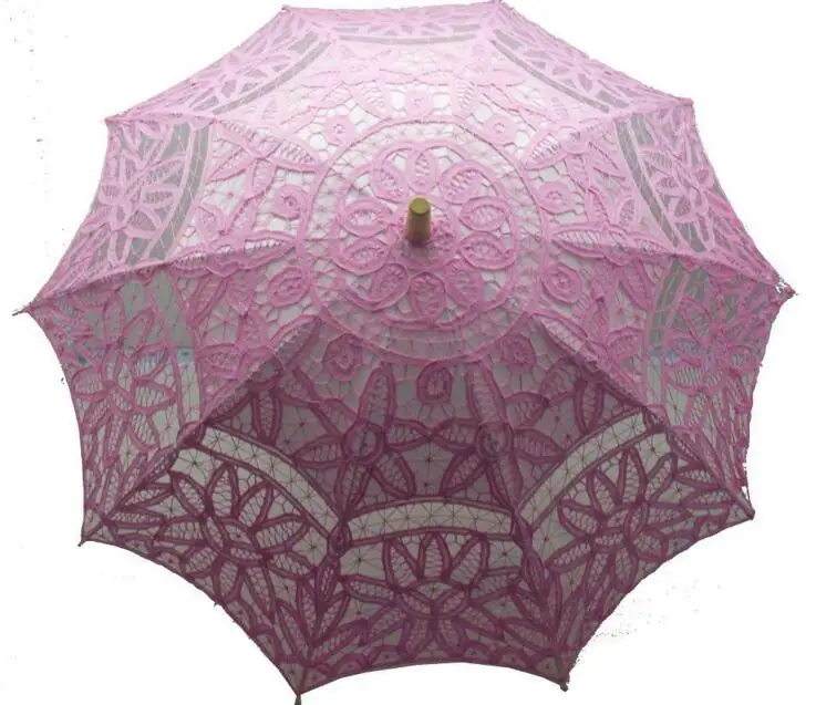 Кружево зонтик хлопок вышивка свадебные много цвет белый/цвета слоновой кости Защита от солнца красивые зонтики 001