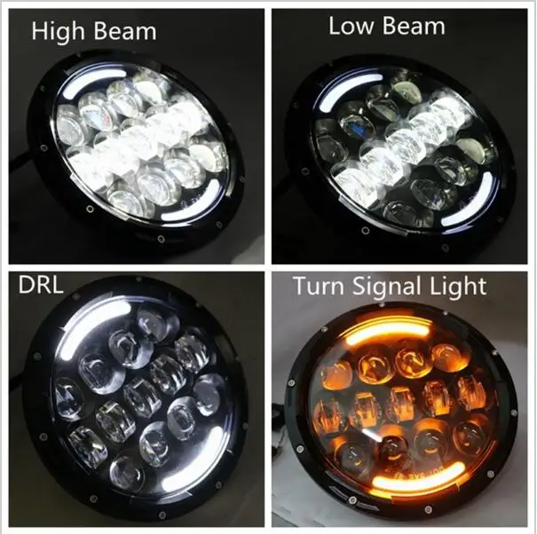

1Pair 7" 7Inch 105W Led Headlight Hi/Lo Beam Replacement headlamp Kit With Bright Angel Eyes For Jeep Wrangler