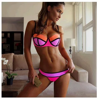

Dropshipping 2018 Women Bikin Sets Low-waist Bikini Multi-color Printing Swimsuit Push Up Sexy Split Women's Swimsuit Ins