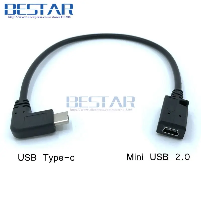 Flash Deal 100pieces/lot USB 3.1 Type-c Male Right Angle to USB Mini-USB Micro-USB Female Convert adapter Cable 25cm Mini Micro USB Cables 5