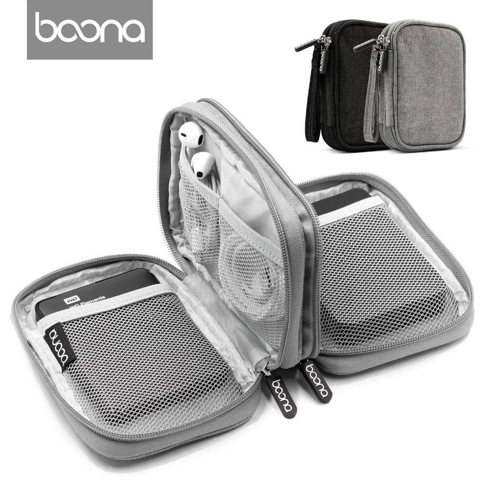 Boona Oxford Power Bank Case Hard Drive Case Box for 2.5 Hard Drive Disk USB Cable External Storage Carrying SSD HDD Case