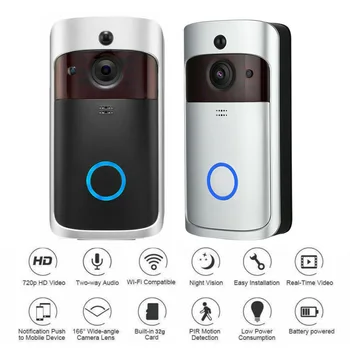 

Door Bell Remote Monitoring Doorbell WIFI Smart Visible Digital Door Viewer Voice Call 720 HD166 degree Super Wide Angle Lens