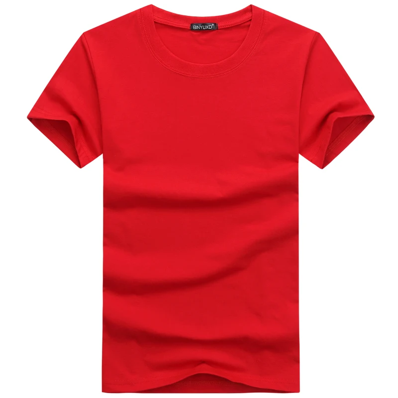 Binyuxdhot распродажа высокое качество модная футболка большие размеры Для мужчин футболка короткий рукав Однотонная повседневная обувь хлопковая футболка Летняя одежда