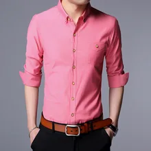 Новое поступление, весенние мужские однотонные повседневные обтягивающие рубашки, мужские классические повседневные топы с длинными рукавами, рубашки, одежда для мужчин, BJ68810S-3XL