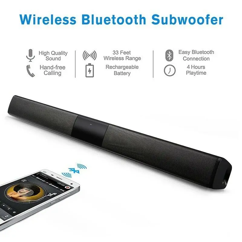 Wireless Bluetooth TV Soundbar 2 4 Speakers Sound Bar Home Theater Subwoofer RCA