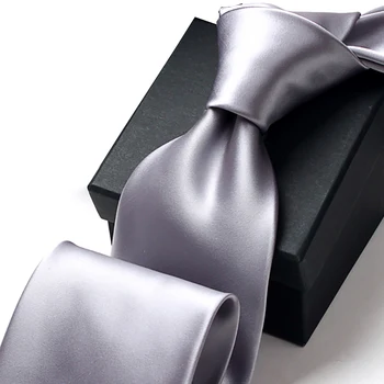 

2019 New Arrivals Brand Wedding Ties for Men Business Formal 9CM Width Solid Color Fashion Party Neckties Men Tie Grey Gift Box