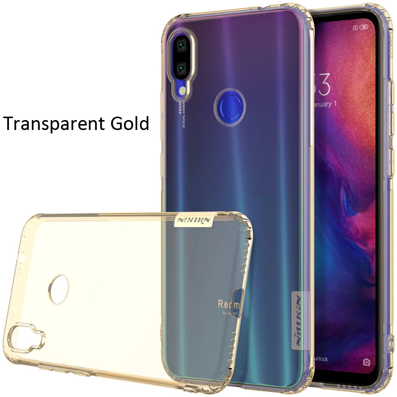 Nillkin натуральный прозрачный чехол для Xiaomi Redmi Note 7 Pro из мягкого ТПУ - Цвет: Transparent Gold