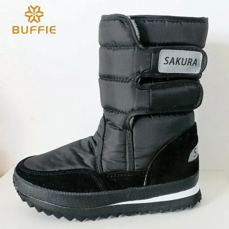  2016 autumn winter shoes men mid calf black snow boots plush warm fur winter man shoe plus size 35 to 45 brand shoes women boots 