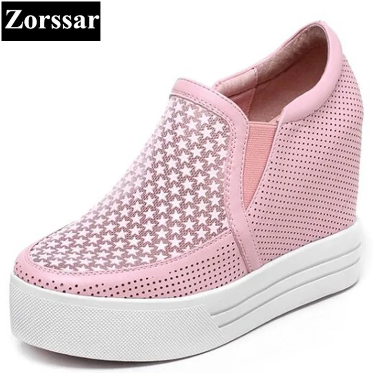 

{Zorssar} 2017 Mesh breathable Womens Shoes platform Pumps Wedges High heels Women height increasing shoes female casual shoes