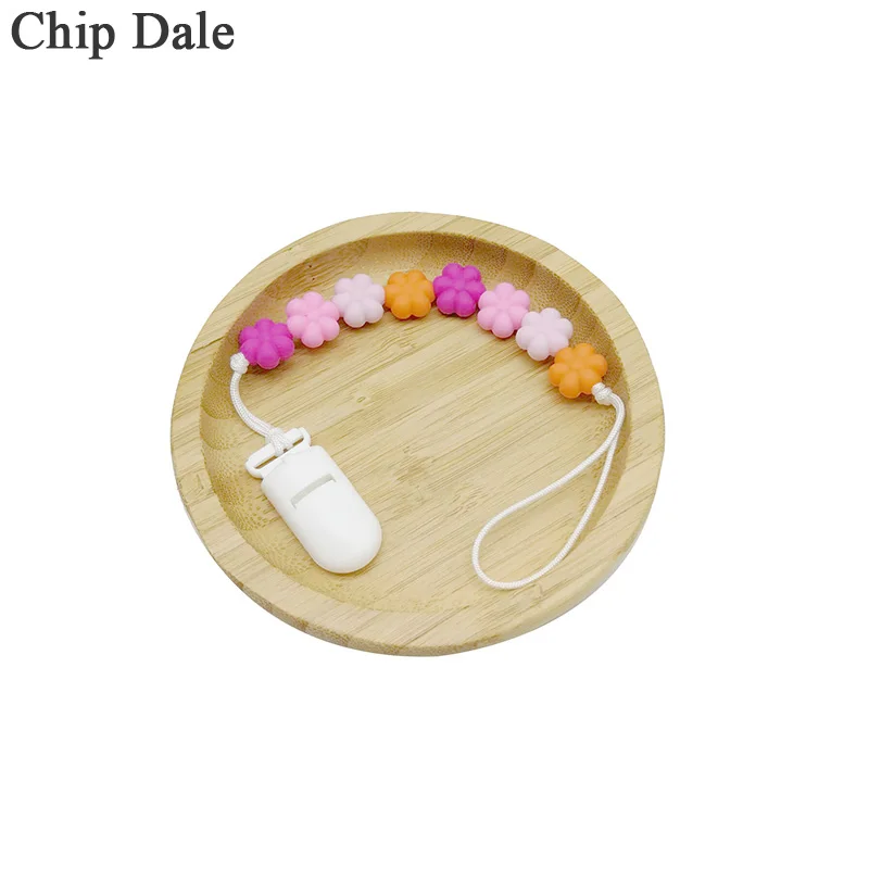 

Chip Dale Baby Pacifier Chain Soother Chain Baby Dummy Clips Flower Silicone Bead Teether Ring Newborn Baby Shower Gifts