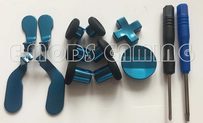 

12 in 1 - Metal Mod 6 Swap Thumbsticks Joysticks, 4 Paddles & 2Dpads for Xbox One Elite Controller ( Blue)