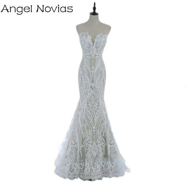 Angel Novias Long Bohemian Style Embroidery Lace Mermaid Wedding Angel Novias Long Bohemian Style Embroidery Lace Mermaid Wedding Dresses 2017 Boho Bridal Gowns Vestidos De