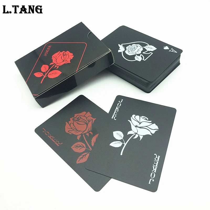 Высококачественный розовый пластик ПВХ Черный покер водоотталкивающие игральные карты Новинка коллекция подарок S535