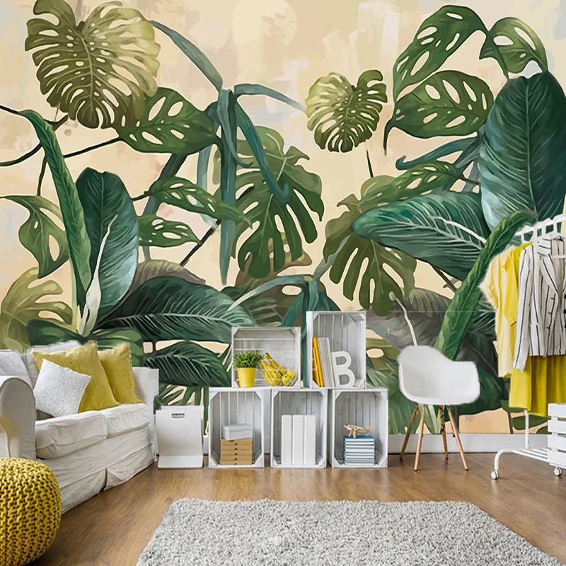 На заказ Настенные обои тропический лес Пальма банановый лист большие фрески настенная живопись обои для гостиной украшения 3D