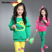 

2018 fashion junior girl clothing sets candy color girl tracksuit cartoon girls clothes sets clothing set for girls sport