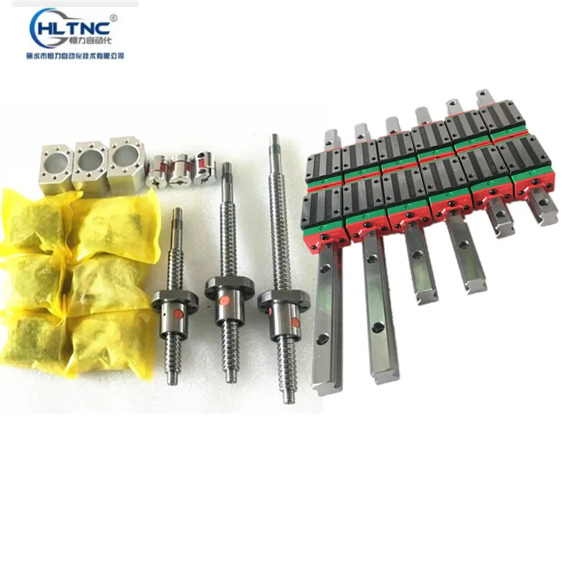 

HLTNC 6 pcs HGR20/25 linear guides+3pcs ballscrew SFU1605/2005+nut housing +BKBF+couplers for CNC