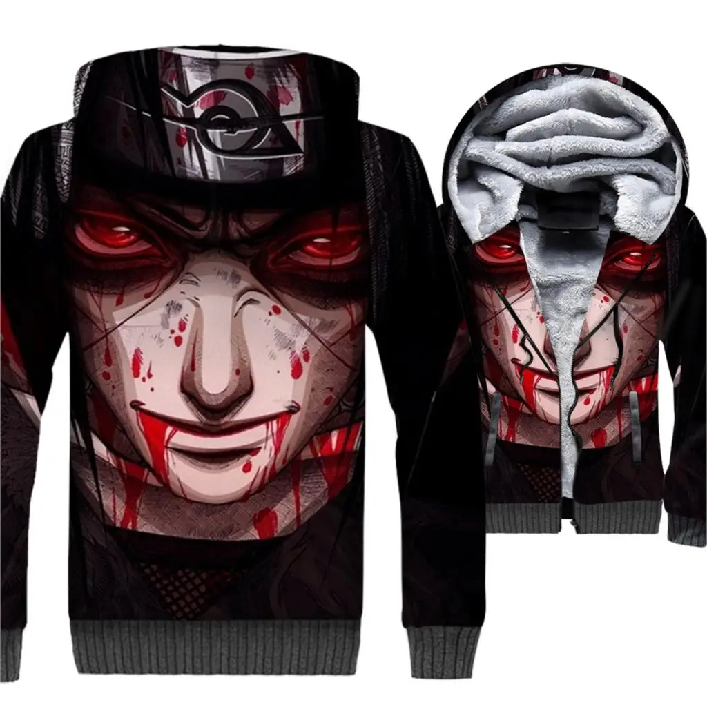 

Naruto Jacket 3D Hoodie Men Harajuku Sharingan Sweatshirt 2018 New Winter Thick Fleece Warm Zipper Coat Japan Anime Sportswear