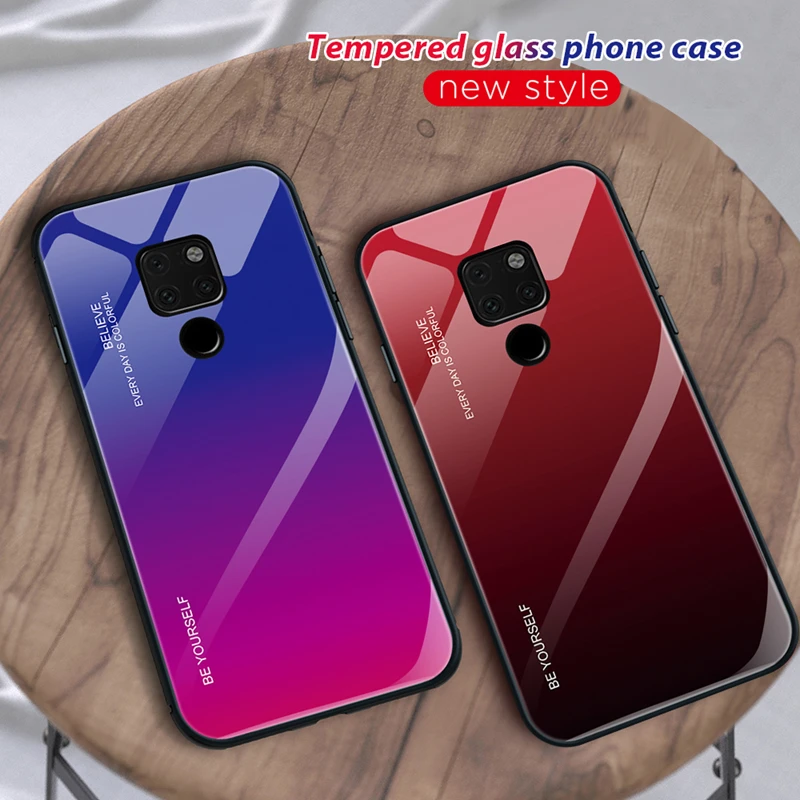 

Luxury Phone Case For Huawei Mate 20 Pro 20 Lite Case P20 Lite P20 Pro Tempered Glass Cases Gradient Cover Coque Capa