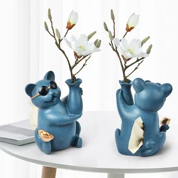 

Lucky cat home vase tissue box decoration living room TV cabinet dried flower arrangement simple creative decoration