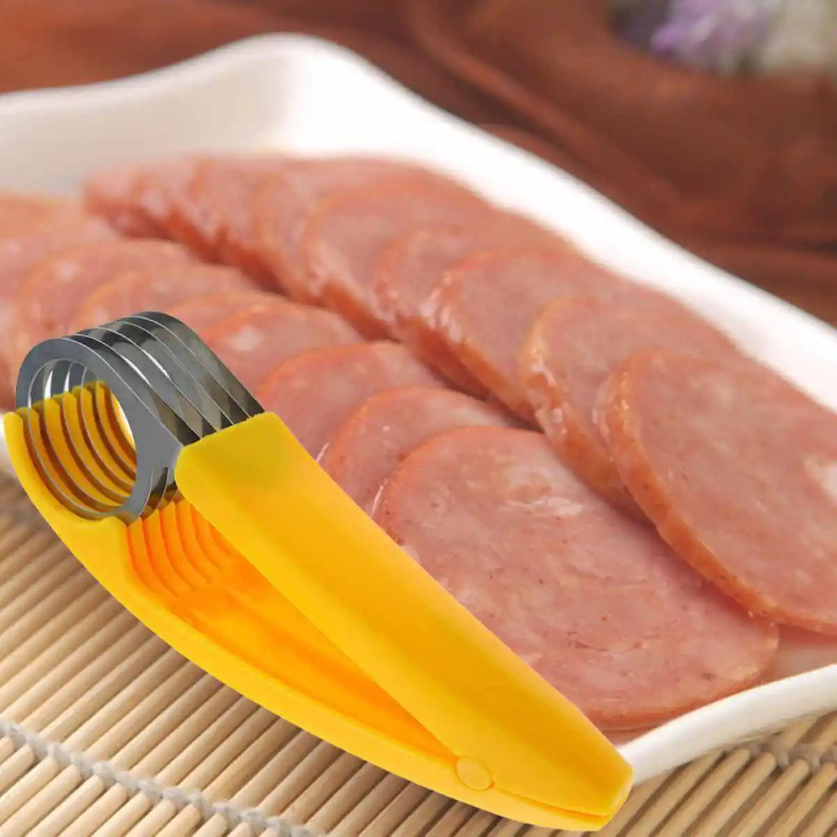 1pc Stainless Steel Cutter Cut Cucumber Banana fruit Slicer kitchen Tools Yellow New