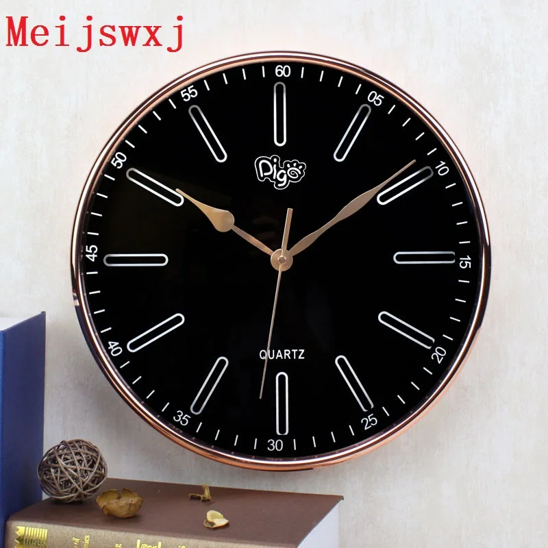 

Meijswxj 14 inches Wall Clock Saat Reloj Clock Relogio de parede Duvar Saati Horloge Murale Living room Round metal mute clocks