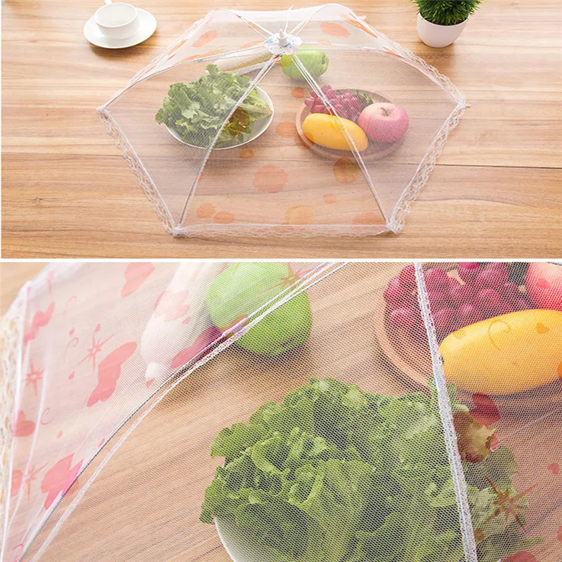 Collapsible Food Covers Lace Net Yarn Umbrella Foldable Anti-mosquito Fly Table Decoration Dust Cover Kitchen Tools