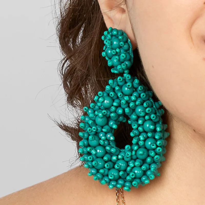 

FASHIONSNOOPS za Boho Handmade Earrings For Women Resin Beads Statement Drop Dangle Earrings Female Party Gifts Jewelry