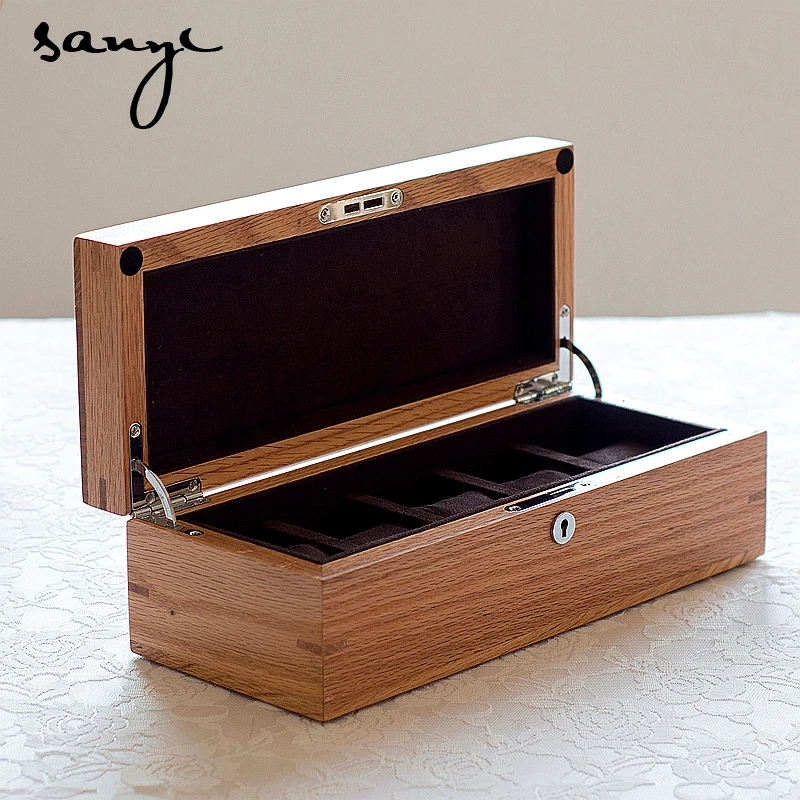 American oak box five small box in pure real wood display cases Jewelry