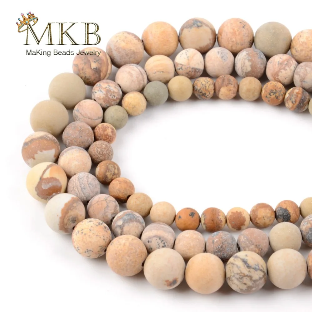 

Dull Polish Matte Natural Picture Jaspers Stone Beads For Jewelry Making 6/8/10/12mm Round Beads Diy Bracelet Necklace Wholesale