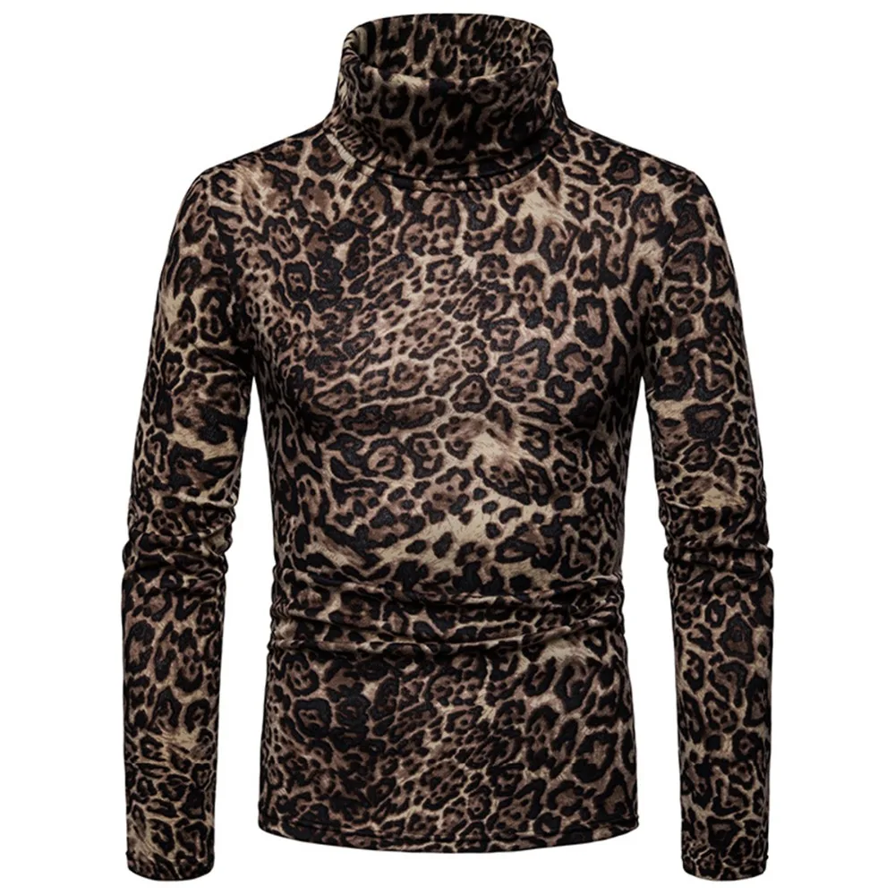 

New Men fashion shirt tees Slim Tops Male stretch shirt turtleneck long sleeve Shirts High collar Men's cotton Tees