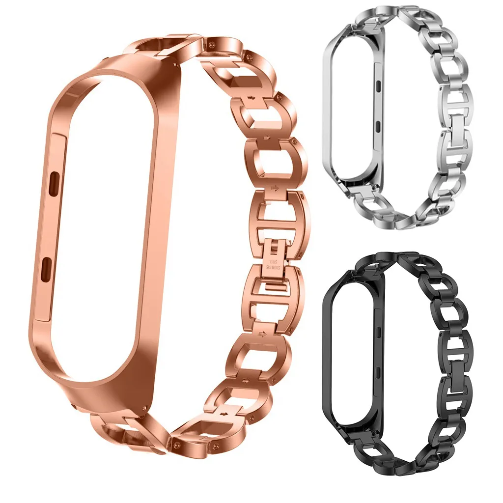 

Smart Accessoriesmi mi band 4/3 strap Stainless Steel Chain Style Bracelet Smart Watch Band Strap For Xiaomi Mi Band 3/4#20