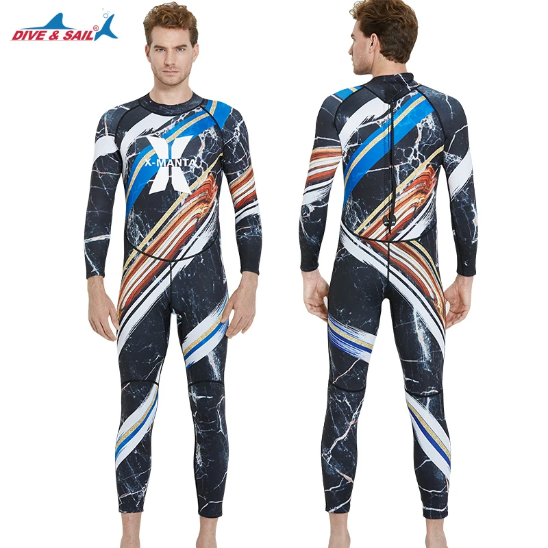 Free Shipping DIVE&SAIL Full Body Marine Style Scuba Dive Wetsuit Men 1.5mm Neoprene Snorkeling Surfing Swimwear Suit Jumpsuit