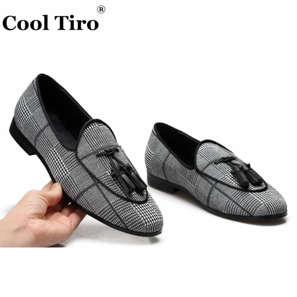 Gingham Men's Loafers With Tassels Flats (5)