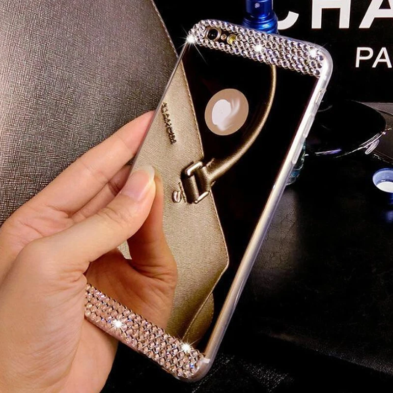 

Luxury Case For Huawei P20 Lite Pro P10 P9 Lite Honor Mate 10 Pro Shells Acrylic Soft TPU Mirror Rhinestone Cases Cover Shell